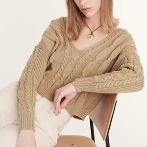 J.Crew V-Neck Cable-Knit Sweater